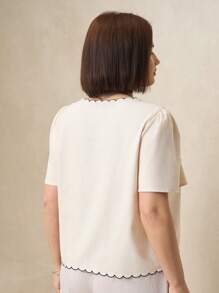 SHEIN Clasi Women Plus Size Apricot Embroidery Bow Front Open Blouse, Elegant Daily Comfortable Short Sleeve Top, Spring/Summer Plus Size Women Casual Tops Business Casual Woman Tops Office Tops For Women Vacation Tops Boho Tops For Summer Going Out Top V Neck Top Women Tops Summer