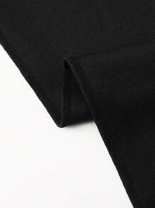 SHEIN Clasi Women's Minimalist Office Pants With Chain Decor - Black - View 7