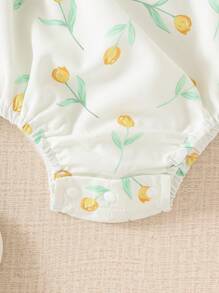 Souflis Souflis Baby Girls Sleeveless Floral Printed Crepe Romper, Summer