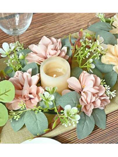 SHEIN 1ชิ้น ดอกไม้เทียมโคมเทียน 23 ซม. พลาสติก, ดอกไม้เทียมโคมเทียนตกแต่งบนโต๊ะ, อุปกรณ์ถ่ายภาพงานแต่ง, ตกแต่งกลางโต๊ะ, เหมาะสำหรับงานปาร์ตี้ งานแต่ง ตกแต่งเทศกาล วาเลนไทน์ มีให้เลือก 44 แบบ