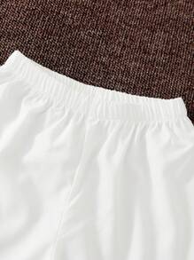 Set de 2 piezas con camisa de manga corta con cuello a cuadros y pantalón corto para niño - Blanco - Ver 3