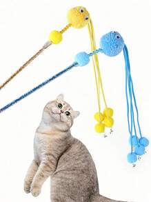 PETSIN 1 pieza Varita de juego con mariposa y campanilla para gatos con diseño de pequeño monstruo, vara de juego para la diversión del gato