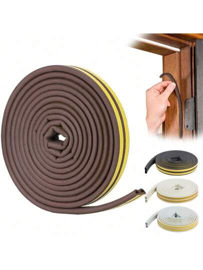 SHEIN 1 rollo (16.5 pies/5m) de burlete para puertas, junta de sellado impermeable para puertas y ventanas, tira de goma autoadhesiva a prueba de golpes