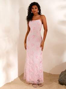 Opulessa Summer Beach Fairycore Wedding Women's Woven Fitted Slit Camisole Dress
