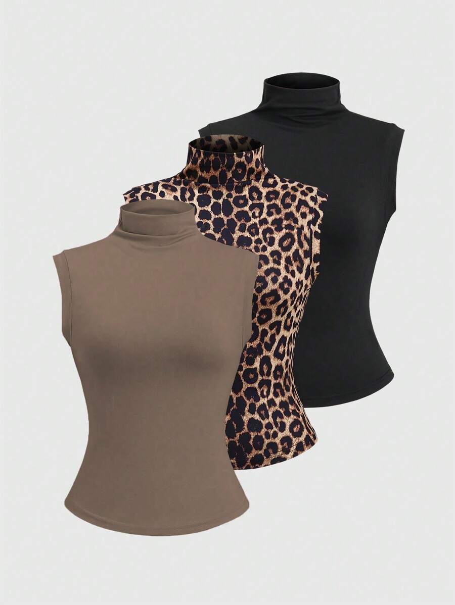 Sweetra 女士夏季修身领口吊带背心图案 T 恤女式上衣 - 彩色 - 查看 1