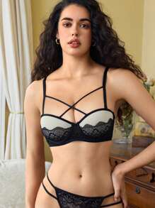 Charlaine Charlaine Elegante, sexy kleurblok-kanten patchwork lingerie-bh