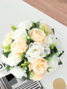 SHEIN 1 pieza, Bolas de flores artificiales centros de mesa de boda, arreglo de flores falsas de rosa e hortensia, centro de mesa artificial para decoración de boda, fiesta y hogar