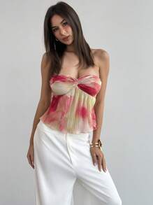 Aloruh 女士浪漫假期露肩短款上衣，紧身褶皱渐变材质 - 彩色 - 查看 4