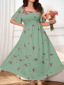 Mulvari Vestito con fantasia floreale casuale, taglia grande, abito lungo da spiaggia, festa, estate, casual, vacanza e appuntamenti