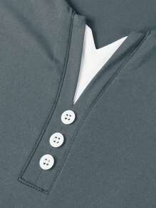 Manfinity Homme Áo thun nam tay ngắn in chữ đơn giản thường ngày - Màu xám chì - Xem 3