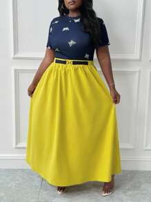 Slaydiva Plus Size Summer Elegant Casual 2 Pieces Outfit - Multicolor - View 6