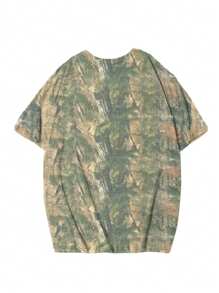 大码女式口号和树枝印花圆领短袖休闲 T 恤