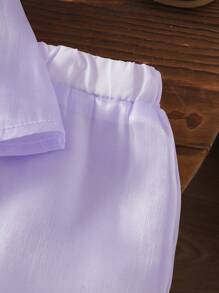 2pcs/Set Infant Girls' Summer Korean Style Casual Cute Woven Car & 3D Bow Decor Pink Outfit