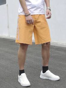 Manfinity Homme Men's Casual Denim Shorts, Suitable For Summer - Orange - View 8