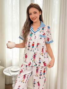 Dream Adore Bộ đồ ngủ tay ngắn in họa tiết hoạt hình bong bóng nhăn cho nữ - Nhiều màu - Xem 5