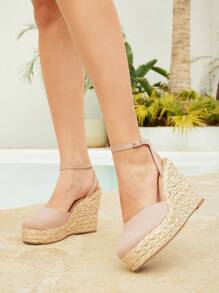 Styleloop Rope Woven Wedge Thick-Soled Sandals, Suitable For Party, Wedding, Daily Wear And Vacation - Apricot - View 5