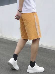 Manfinity Homme Men's Casual Denim Shorts, Suitable For Summer - Orange - View 4