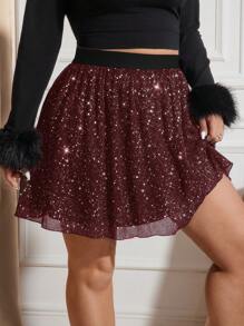 SHEIN Frenchy Party Season, Plus Size A-Line Mini Black Skirt