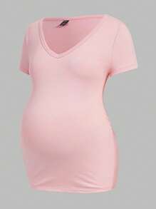 SHEIN 3 件装孕妇纯色 V 领 T 恤