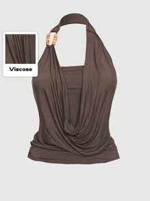 ROMWE Grunge Punk Plus Size Women Retro Subculture Beaded Spaghetti Strap Tank Top
