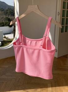 Comfortcana 夏季休闲蝴蝶结装饰短款吊带背心 - 粉色 - 查看 2