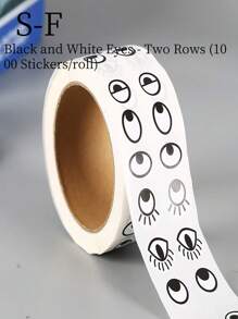 SHEIN 1 set de 3 rouleaux, autocollants créatifs de bandes dessinées DIY, 6 styles, yeux colorés, nez, bouche, barbe, autocollants adhésifs non séchants pour l'artisanat fait main, la décoration, l'école et le stockage