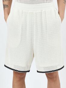 SUMWON Setelan Tank Top Rajut Bertekstur Premium untuk Musim Panas, Pakaian Olahraga Santai, Dua Potong Tanpa Lengan untuk Latihan Basket, Setelan Jala dengan Trim Kontras, Pakaian Olahraga Urban Modern - Krem - View 7