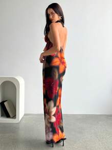 Aloruh Bộ đồ 2 món dành cho nữ, kiểu dáng mới, gợi cảm và thanh lịch, họa tiết hoa lãng mạn cổ điển, nhuộm tie-dye, áo crop top cổ chữ V sâu, hở lưng và chân váy ôm eo cạp cao, trang phục đi nghỉ mát, trang phục mùa hè cho nữ, bộ hai mảnh trang phục đi biển cho nữ, bộ đồ đi nghỉ mát cho nữ. - Nhiều màu - Xem 4