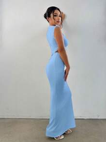 Flirla Set de 2 piezas con camiseta corta con twist en la espalda y falda, elegante