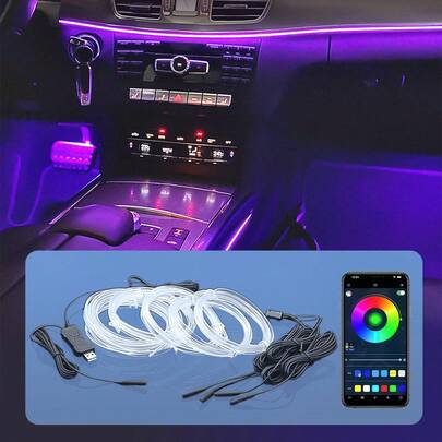 Teckwe Interior Car LED Strip Lights With Wireless APP,4 Lighting Modes,Sync To Music,LED Lights For Car With Dynamic Dreamcolor Chasing