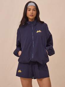 MUSERA 宽松版型拉链翻领运动外套，适合春夏休闲穿着，书店秋季必备