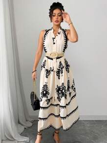 Breezaya Slimming Sleeveless Maxi Dress For Women, Beach Vacation Sundress - Apricot - View 4