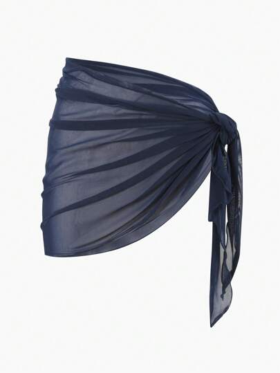 Oceva Holiday Beach Solid Color See-Through Mesh Cover-Up Skirt, Summer Vacation