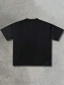 Men's Character Print Round Neck Short Sleeve Casual T-Shirt - Black - View 2