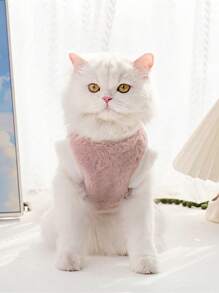 1 件法兰绒刺绣羊羔图案背心，加厚保暖狗/猫衣服，适合小型/中型宠物