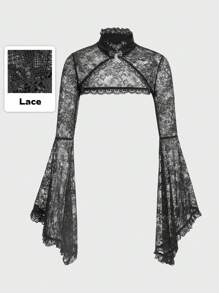 ROMWE PUNK Floral Lace Super Crop Top Without Cami