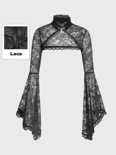 Super Crop Top mit Blumenspitze, ohne Cami