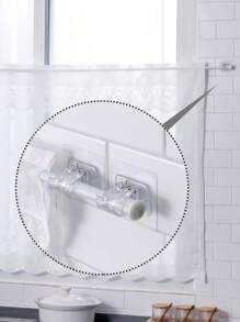 2 piezas Soporte para cortinas de cristal, soporte para cortinas de ventana, soporte ajustable para cortinas sin taladrar, ganchos de pared para cortinas, toallas, suministros de cocina, baño y sala de estar, decoración de baño de verano, accesorios de baño