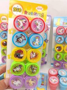 24/12/6 件装独角兽什锦印章自印章派对礼物宝箱奖品教室复活节彩蛋填充玩具教室奖品，DIY 派对礼物 - 彩色 - 查看 4