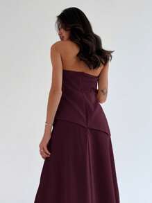 Aloruh Women's Ruched Bust 2 In 1 Cinched Waist A-Line Elegant Dress - Purple - View 2