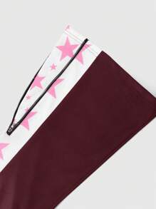 Manfinity Streetrush Pantalón de chándal informal con estampado de estrella y cordón delantero marca Manfinity Streetrush, diseño minimalista para uso diario, pantalón de chándal con elemento de estrella para hombres, regalo para novio