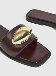 CUCCOO GRLICON صنادل نسائية مسطحة، طراز Y2K، روك بانك، دراجات نارية، فتاة باردة، مناسبة لعيد الهالوين، عيد الميلاد، الحفلات