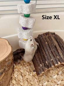 1pc Multi-Color Parrot Beak Grinding Calcium Stone With Bell Cage Toy, Floral Hanging Style Chew Toy, Suitable For Cockatiel, Lovebird, Parakeet, Hamster, Rabbit