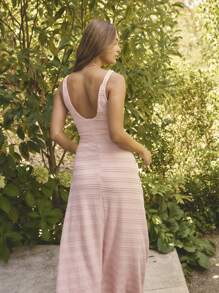 Aralina Elegant And Romantic Solid Color Pleated Fitted Backless Camisole Dress For Women - Dusty Pink - View 2