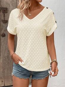 EMERY ROSE 女士纯色 V 领短袖 T 恤，简约时尚