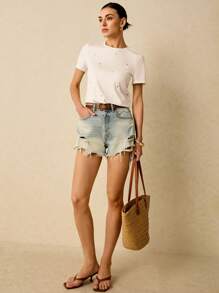 Poéselle Women Embroidery Heart Print Casual Daily Wear Short Sleeve T-Shirt,Summer T-Shirt Women T Shirts Cotton Tea Party Attire Embroidered Top T-Shirt Summer Tops - Multicolor - View 4