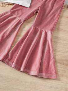 SHEIN 少女心印花T恤與喇叭褲 - 粉色 - 查看 7