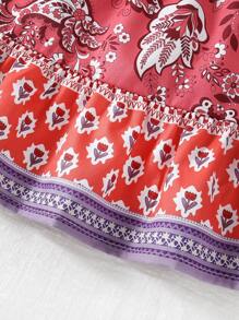 Vestito da bambina/neonata senza maniche 2025, nuovo vestito estivo rosso con stampa floreale retrò per vacanze