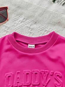 2pcs/Set Baby Girls "Daddy's Girl" Graphic Tee & Shorts Set, Classic Casual All-Match Outfit, Suitable For Spring/Summer