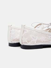 CUCCOO HITCHD Spring/Autumn 2025 New Arrival Wedding Style Mesh Mary Janes With Bow Decor, Solid Color Comfortable Casual Square Toe Flat Shoes, Versatile
